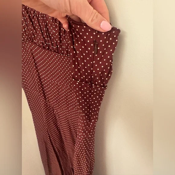 NWT! Doen Rosaria gathered polka-dot silk-blend midi dress - L - Picture 9 of 11